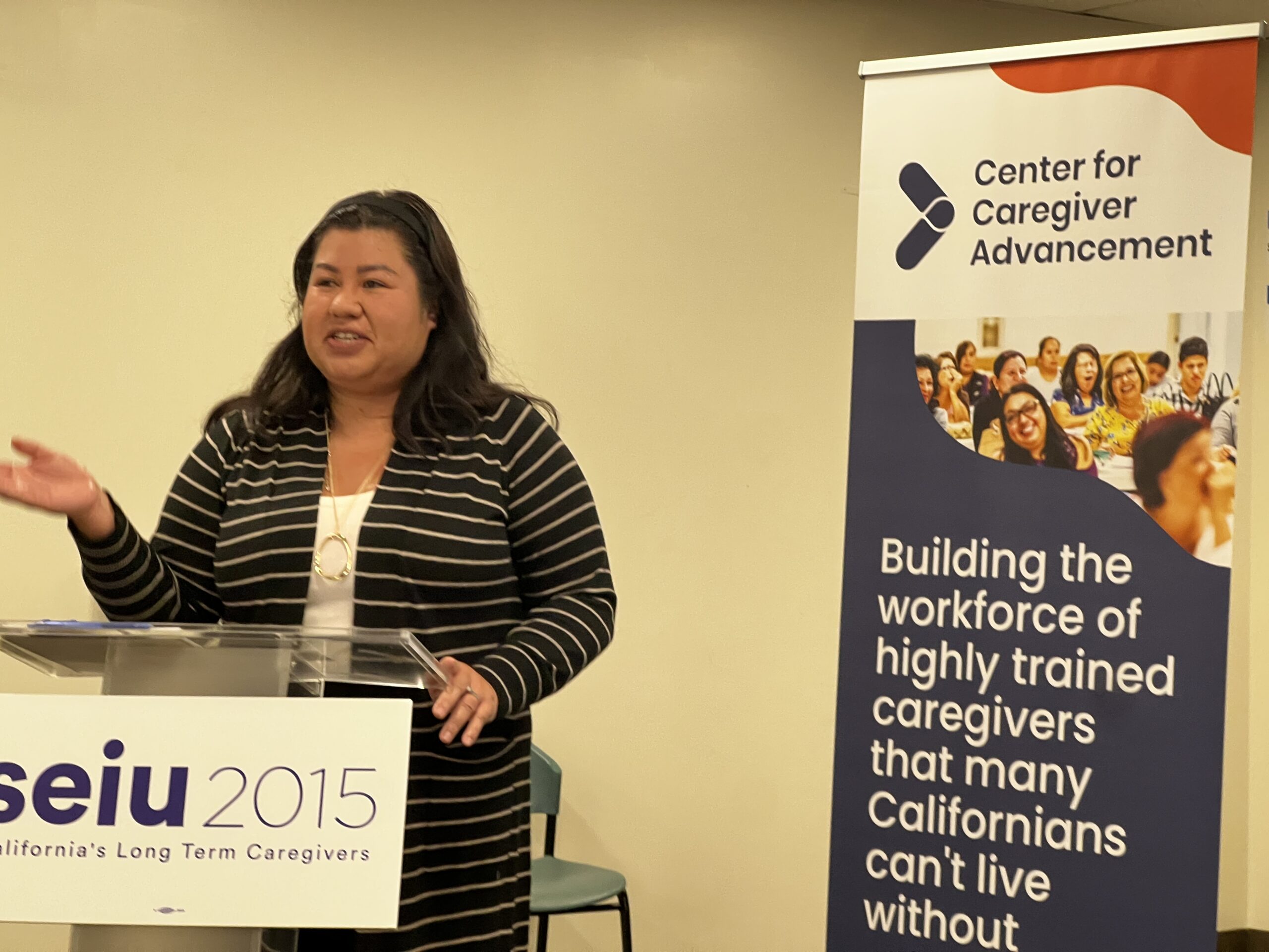 Caregiver Dennisse Hernandez Speaks at a CCA Event, May 2025
