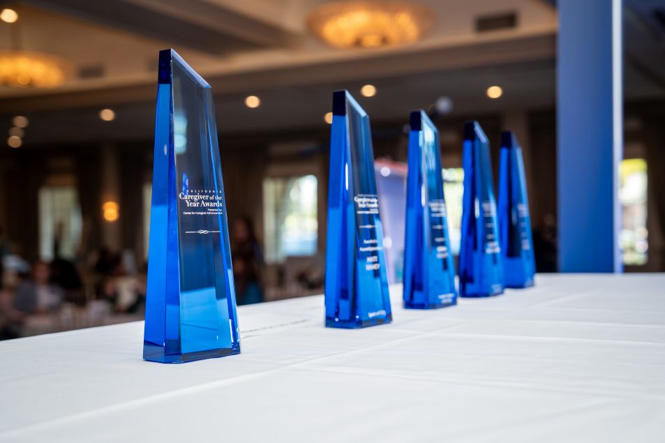 Trophies for the California Caregiver of the Year Award Winners