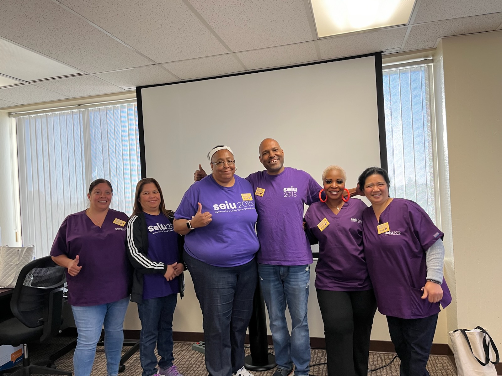 2026 Nursing Home Worker of the Year Award winner Quaniko Franklin, with SEIU 2015 E-Board Members